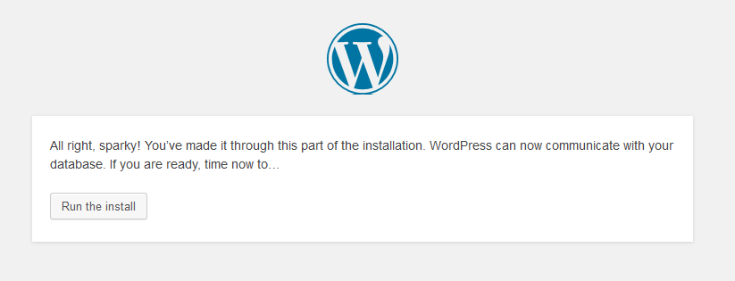 run wordpress installer