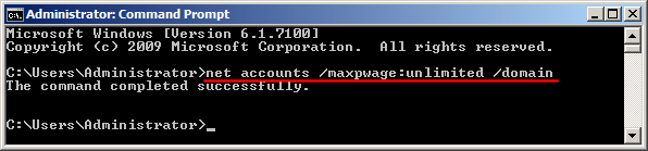 net accounts /maxpwage:unlimited /domain