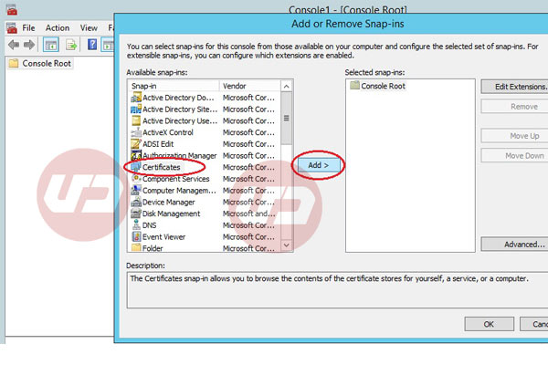 Select Certificates from the left panel and click Add button