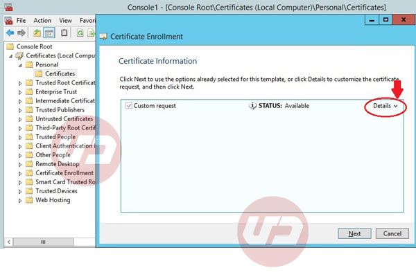 Certificate Enrollment Click Details