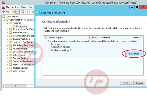 Certificate Enrollment properties