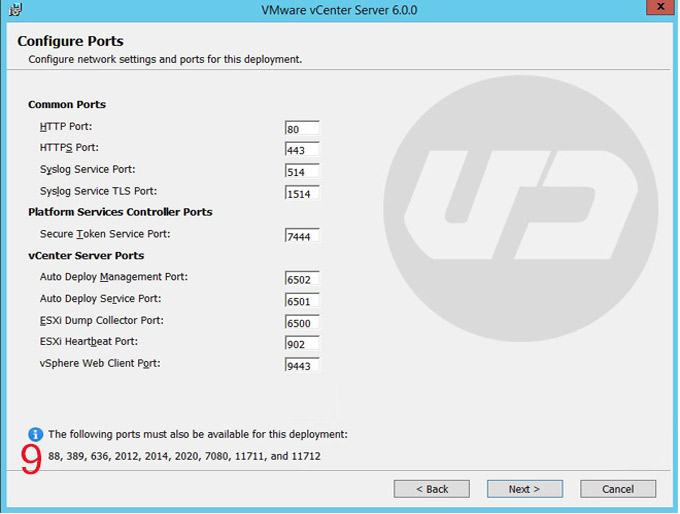 vCenter Server configure ports