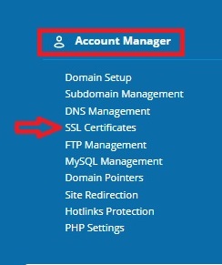 Account Manager> SSL Certificate