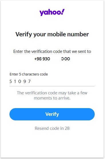 Yahoo Enter the verification code that we sent to ساخت ایمیل یاهوو